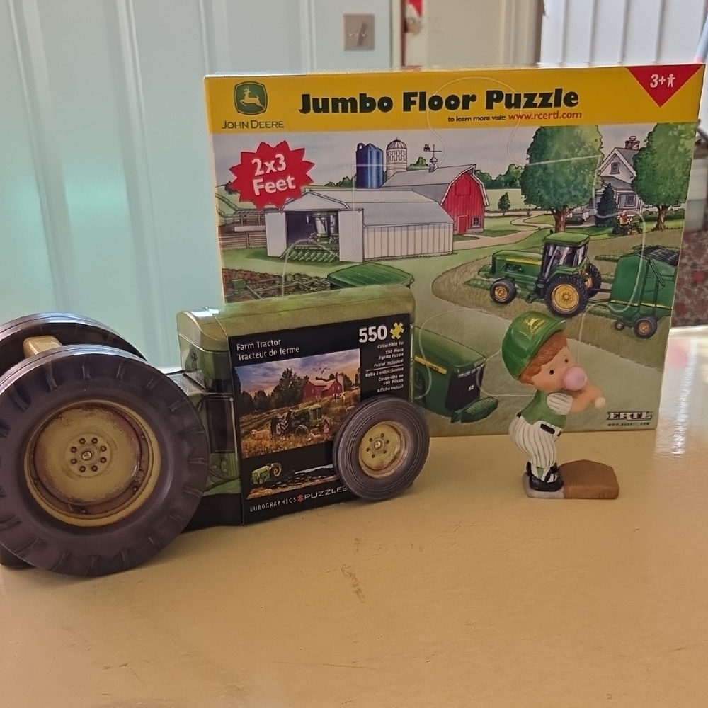 John Deere Kids Green Farm Tractor Puzzle & Toy Set